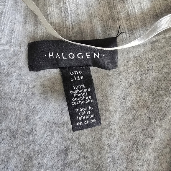 Halogen Cardigan Sweater One Size 100% Cashmere Open Short Sleeve Batwing Gray - Picture 3 of 4